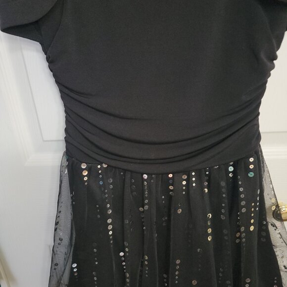 Amys Closet Fancy Party Dress Sequins Netting Attached Jacket Black Size 10 - Picture 9 of 15